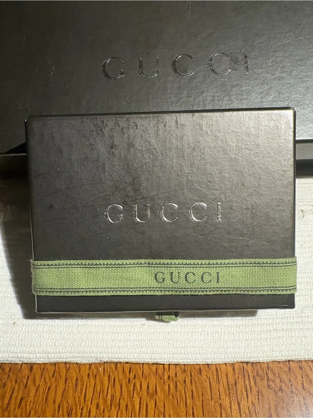 Gucci Black Box with Green Ribbon